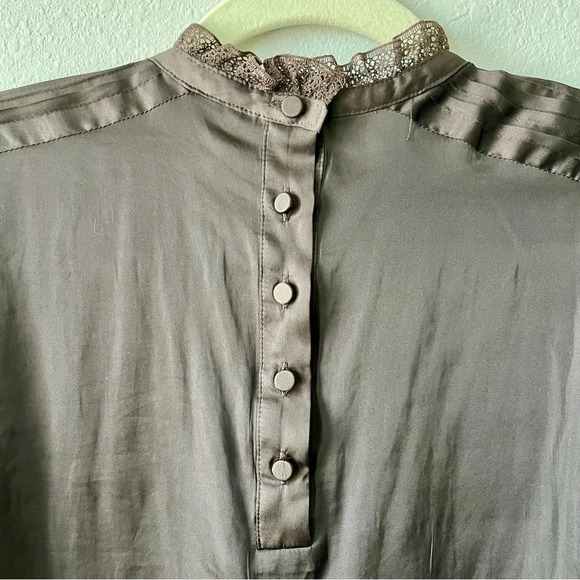 J CREW brown silk blouse ruffles cuff button detail fall autumn Women’s size XS​ - Picture 5 of 6